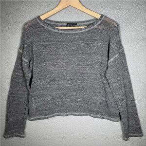 EILEEN FISHER Sweater XS Cotton Cropped Waffle Open Weave
